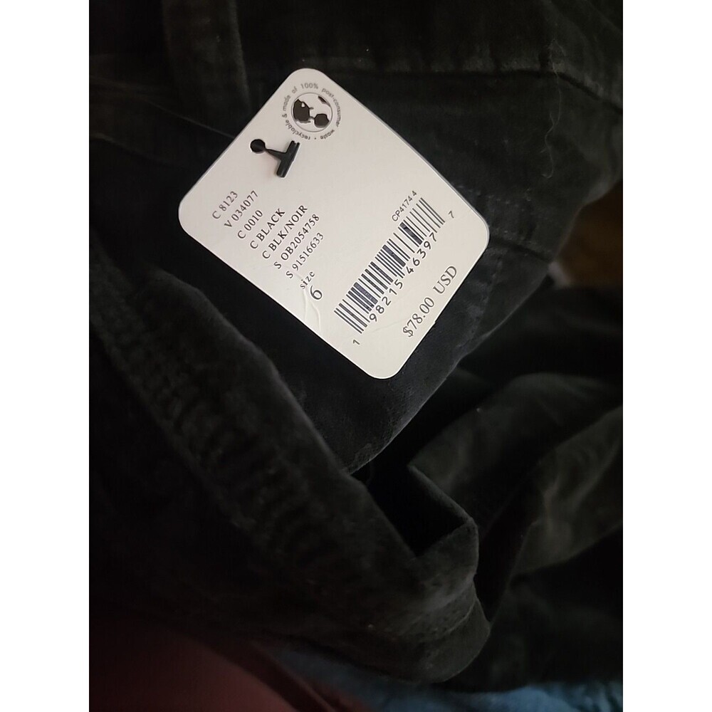 NWT Free People Women felt Corduroy Pants Black Straight Leg‎ Sz 6 Mid Rise D30 - Picture 7 of 8